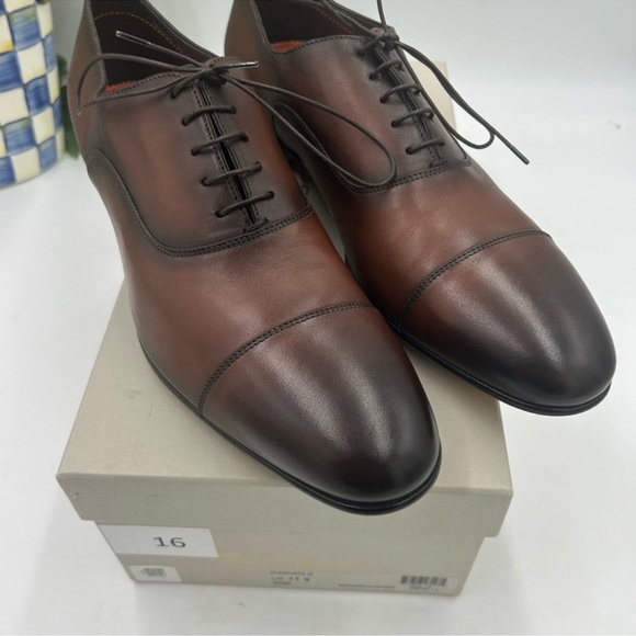 Men’s Santoni cap toe leather Oxford size 11.5 made in Italy main image 7